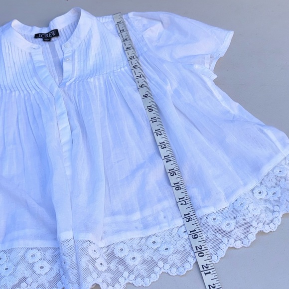 J. Crew Lace-trim pintuck top in cotton voile Size XS - Picture 7 of 16